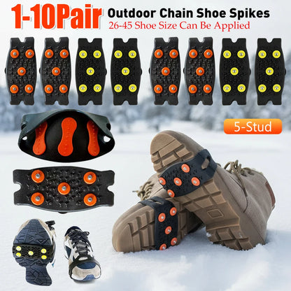 5-Stud Crampons Snow Claw Shoe Covers Chain Spikes
