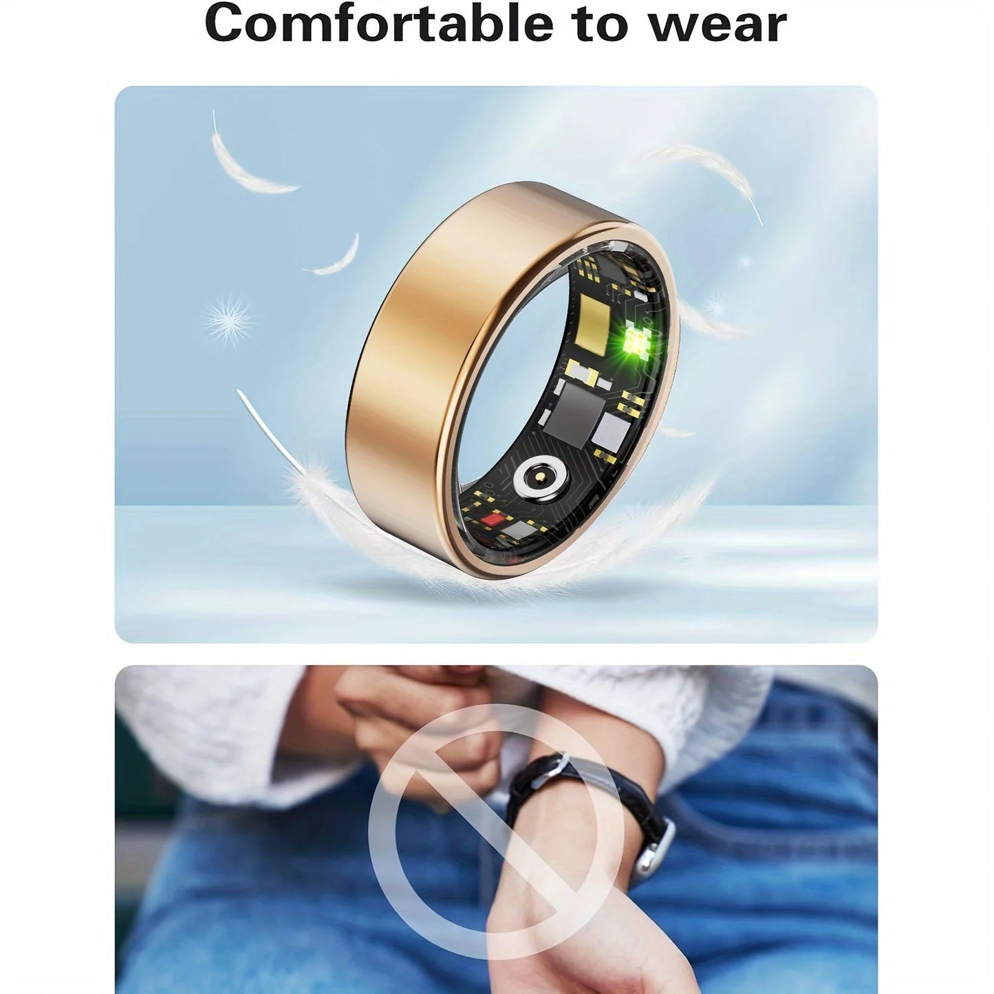 Smart ring, sleep and motion monitoring, iPhone/ Android compatible