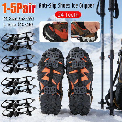 24 Teeth Crampons Anti-Slip Ice Gripper Shoe Covers