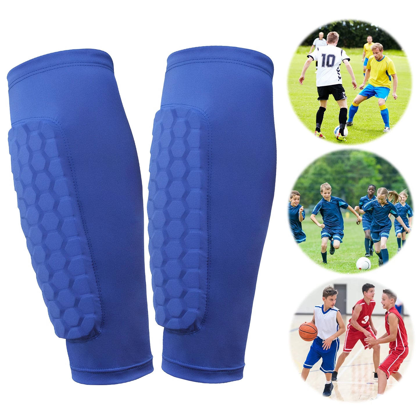 Soccer Shin Guards with Honeycomb Pads Lightweight Calf Protective