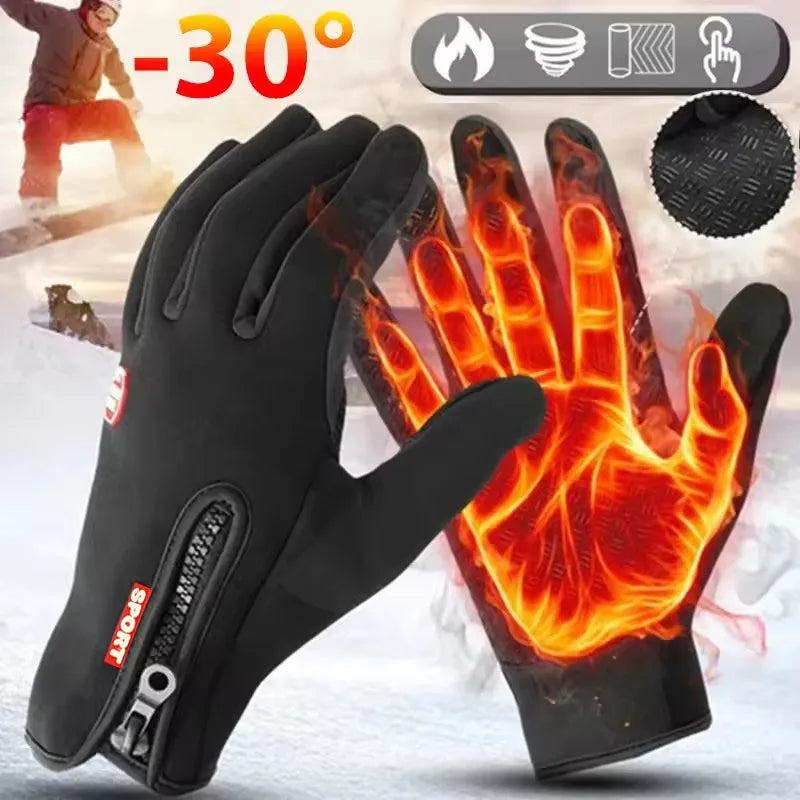 Winter Warm Cycling Gloves  Warm Touchscreen Full Finger Glove Waterproof Outdoor Bike Skiing Fishing Motorcycle Riding good