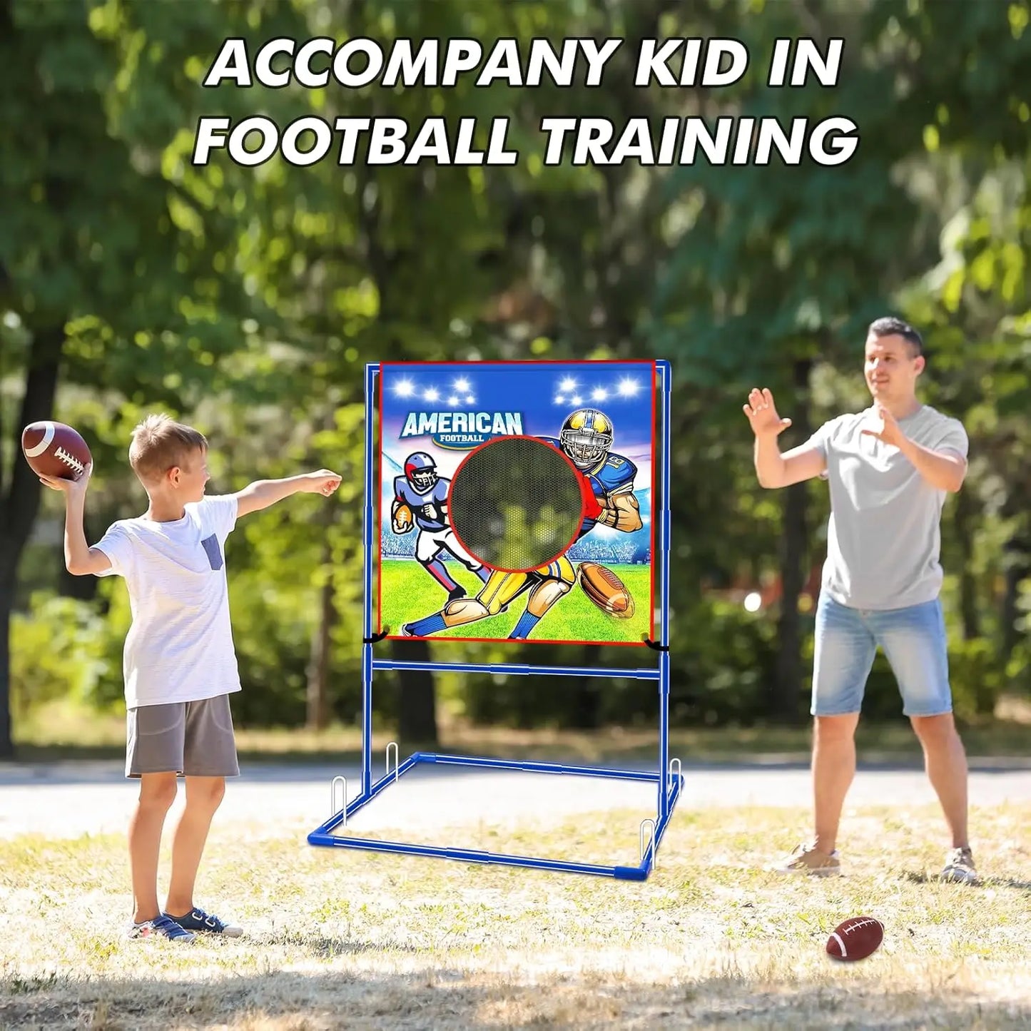 Football Toss Indoor Outdoor Target Games - 4 Inflatable Footballs