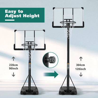 Portable Basketball 44 inch Goal System Adjustable 7 ft.-6 in./10 ft.  Indoor/Outdoor