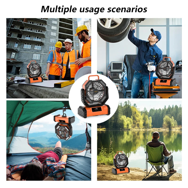 20000mAh 5-Speed Portable LED Torch Fan, USB Rechargeable