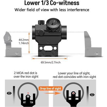 Sight 1x25mm Reflex Sight Scope with 1 inch Riser Mount